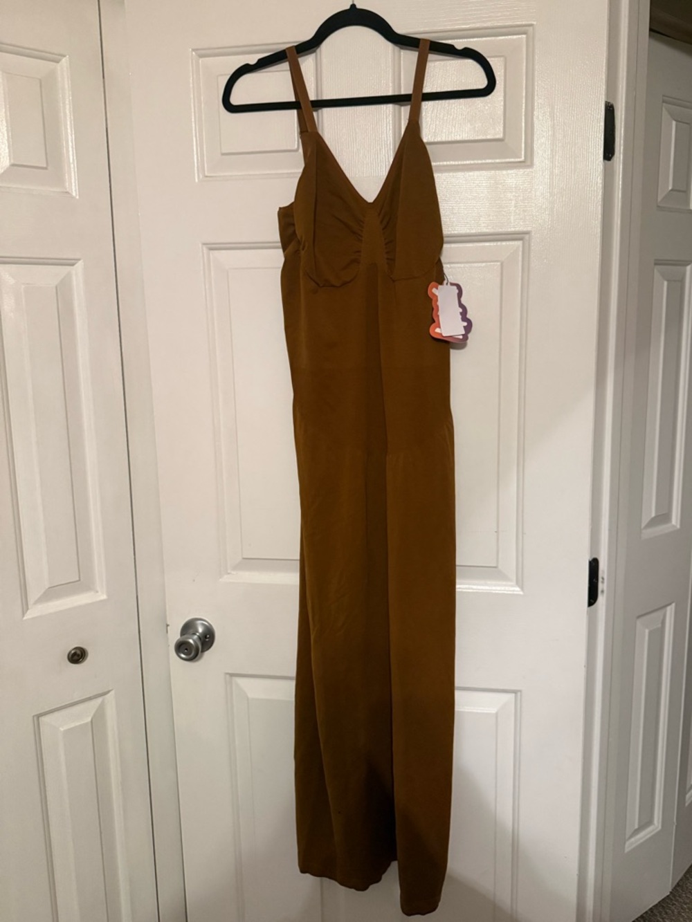 Yitty Rust Brown Maxi Slip Dress with Adjustable Straps